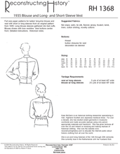 Load image into Gallery viewer, RH1368 — 1935 Blouse and Sleeved Vest sewing pattern