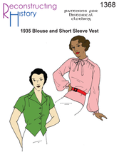 Load image into Gallery viewer, RH1368 — 1935 Blouse and Sleeved Vest sewing pattern