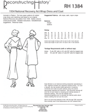 Load image into Gallery viewer, RH1384 — 1934 National Recovery Act wrap dress and coat sewing pattern