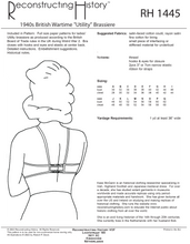 Load image into Gallery viewer, RH1445 — 1940s British Wartime "Utility" Brassiere sewing pattern