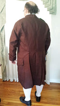 Load image into Gallery viewer, An RH customer models the Colonial Frock Coat he made with our RH803 sewing pattern (back view)