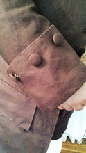 Load image into Gallery viewer, Closeup of a Colonial frock coat sleeve cuff and buttons from a Georgian frock coat made with our RH803 sewing pattern