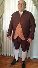 Load image into Gallery viewer, An RH customer models the Colonial Frock Coat he made with our RH803 sewing pattern