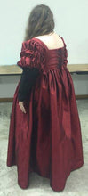 Load image into Gallery viewer, An RH customer models her gown and kirtle made from our sewing pattern RH513, Florentine Lady's Outfit - back view
