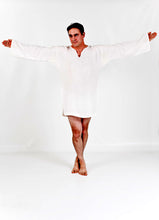 Load image into Gallery viewer, Bob modeling the shirt and braies (underpants) made with RH024, our sewing pattern for men's 14th century accessories