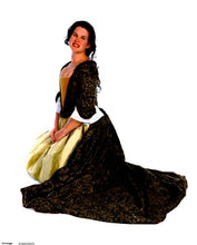 Load image into Gallery viewer, Kass models the gown she made from our sewing pattern RH708, 1700 Mantua