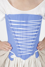 Load image into Gallery viewer, 18th century stays or corset as made by our sewing pattern as worn by a model.