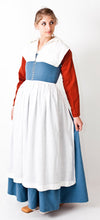 Load image into Gallery viewer, A model shows a complete Renaissance or Elizabethan outfit made from our sewing pattern RH208, Elizabethan Common Woman&#39;s outfit
