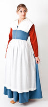 Load image into Gallery viewer, A model shows a complete Renaissance or Elizabethan outfit made from our sewing pattern RH208, Elizabethan Common Woman's outfit