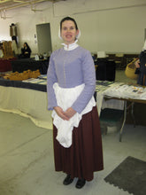 Load image into Gallery viewer, Kass models her late 16th / early 17th century outfit made from RH201, English Jacket & Petticote