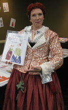 Load image into Gallery viewer, The Attack Laurel (Laura Mellin) modeling her FANTASTIC embroidered jacket based on our sewing pattern RH201, English Jacket & Petticote