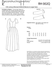 Load image into Gallery viewer, Back cover of our sewing pattern RH002Q, 15th century women's kirtle & sleeves in larger sizes