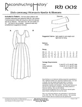 Load image into Gallery viewer, Back cover of our sewing pattern RH002, 15th century women's kirtle & sleeves