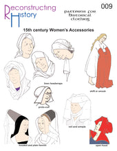 Load image into Gallery viewer, Front cover for RH009, our sewing pattern that helps you make undergarments and accessories for 15th century women
