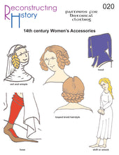Load image into Gallery viewer, Front cover of sewing pattern RH020 14th century women&#39;s accessories
