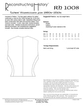 Load image into Gallery viewer, RH1008MTM — Made to Measure Ladies&#39; Vest for the 1890s-1910s sewing pattern
