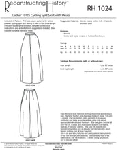Load image into Gallery viewer, RH1024 — 1910s Ladies' Cycling Split Skirt sewing pattern