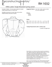 Load image into Gallery viewer, RH1032 — 1890s-1910s Ladies' Single-Breasted Cycling Jacket sewing pattern