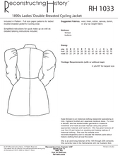 Load image into Gallery viewer, RH1033 — 1890s-1910s Ladies' Double-Breasted Cycling Jacket sewing pattern