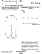 Load image into Gallery viewer, RH1035 — 1910s-1940s Ladies' Knickerbockers or Plus Fours sewing pattern