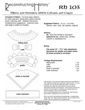 Load image into Gallery viewer, Back cover of our sewing pattern RH103, 17th century Collars & Cuffs