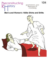 Load image into Gallery viewer, Front cover of RH104, our pattern for Elizabethan and 17th century men's and ladies' shirts and shifts.