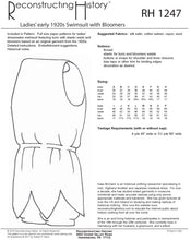 Load image into Gallery viewer, RH1247 — Early 1920s Ladies' Swimsuit with Bloomers sewing pattern