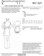 Load image into Gallery viewer, RH1327 — 1936 Lounging Pyjamas sewing pattern