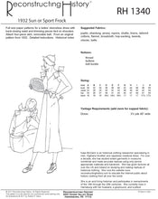 Load image into Gallery viewer, RH1340 — 1932 Sun or Sport Frock sewing pattern