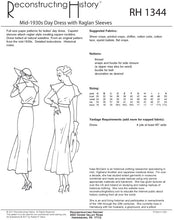 Load image into Gallery viewer, RH1344 — Mid-30s Summer Dress with Raglan Sleeve sewing pattern