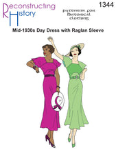 Load image into Gallery viewer, RH1344 — Mid-30s Summer Dress with Raglan Sleeve sewing pattern