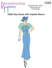Load image into Gallery viewer, RH1345 — 1930s Day Dress with Capelet Sleeve sewing pattern
