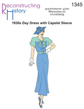 Load image into Gallery viewer, RH1345 — 1930s Day Dress with Capelet Sleeve sewing pattern