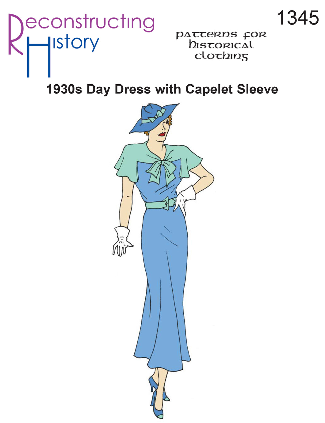 RH1345 — 1930s Day Dress with Capelet Sleeve sewing pattern