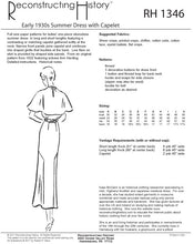 Load image into Gallery viewer, RH1346 — Early 1930s Summer Dress with Capelet sewing pattern