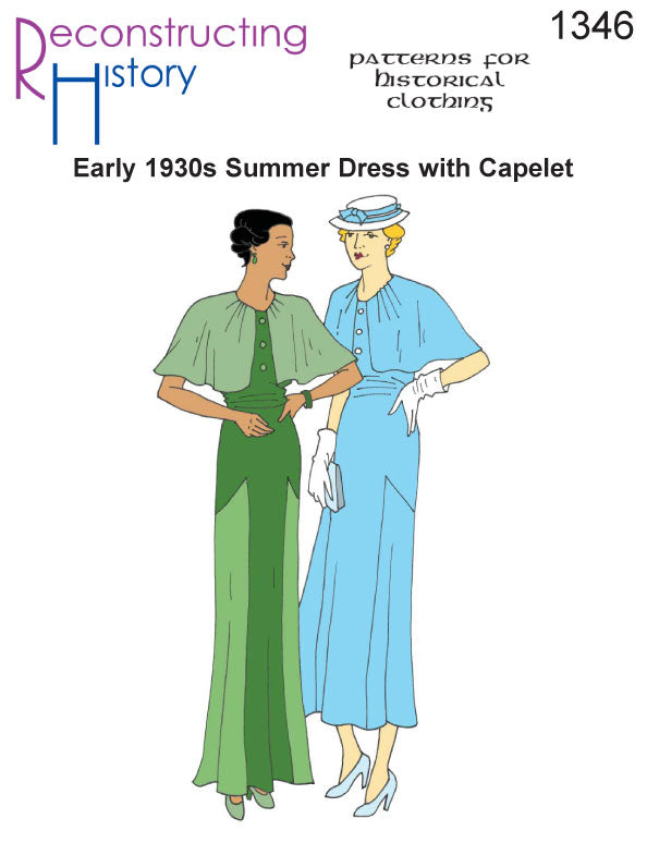 RH1346 Early 1930s Summer Dress with Capelet sewing pattern Reconstructing History RH1346 Early 1930s Summer Dress with Capelet sewing pattern Reconstructing History