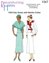 Load image into Gallery viewer, RH1347 — 1934 Day Dress with Bertha Collar sewing pattern