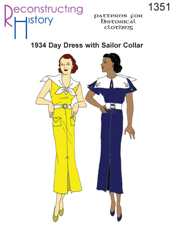 RH1351 — 1934 Day Dress with Sailor Collar sewing pattern – Reconstructing History RH1351 — 1934 Day Dress with Sailor Collar sewing pattern – Reconstructing History