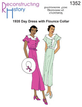 Load image into Gallery viewer, RH1352 — 1935 Day Dress with Flounce Collar sewing pattern
