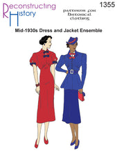 Load image into Gallery viewer, RH1355 — Mid-1930s Dress and Jacket Ensemble sewing pattern