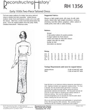 Load image into Gallery viewer, RH1356 — Early 1930s Two-piece Tailored Dress sewing pattern
