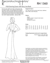 Load image into Gallery viewer, RH1360 — 1936 Evening Gown with Very Low Back sewing pattern