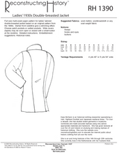 Load image into Gallery viewer, RH1390 — 1930s Ladies' Double-breasted Jacket sewing pattern