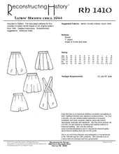 Load image into Gallery viewer, RH1410 — 1944 Ladies' Shorts with or without Bib sewing pattern
