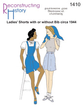 Load image into Gallery viewer, RH1410 — 1944 Ladies' Shorts with or without Bib sewing pattern