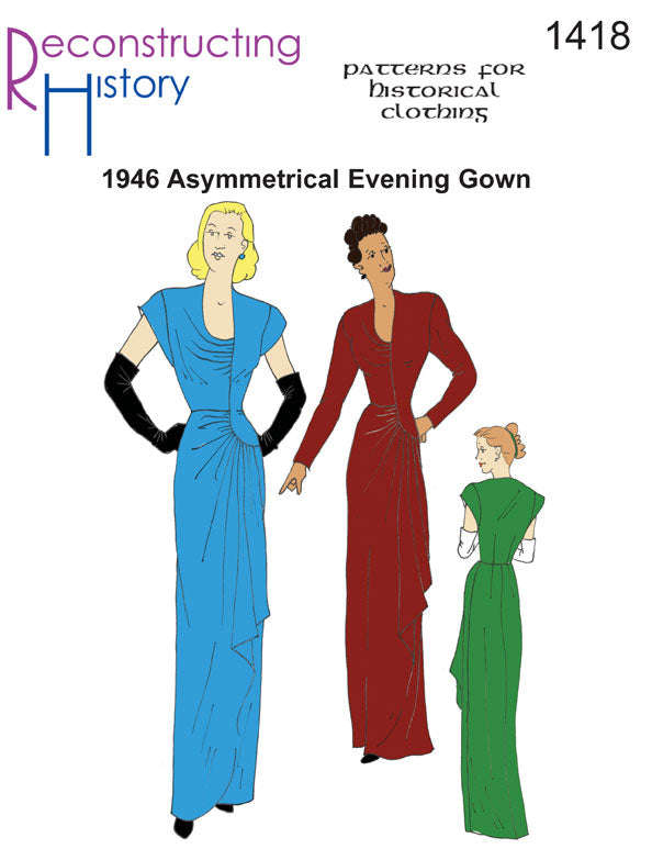 RH1418 1946 Asymmetrical Evening Gown sewing pattern RH1418 1946 Asymmetrical Evening Gown sewing pattern