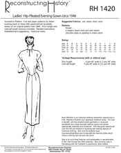 Load image into Gallery viewer, RH1420 — 1946 Hip-Pleated Evening Gown or Dress sewing pattern