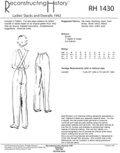 Load image into Gallery viewer, RH1430 — 1940s Ladies' Overalls or Slacks sewing pattern