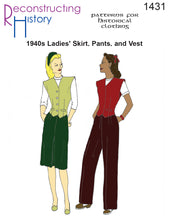 Load image into Gallery viewer, RH1431 — 1940s Ladies' Skirt, Vest, and Slacks sewing pattern