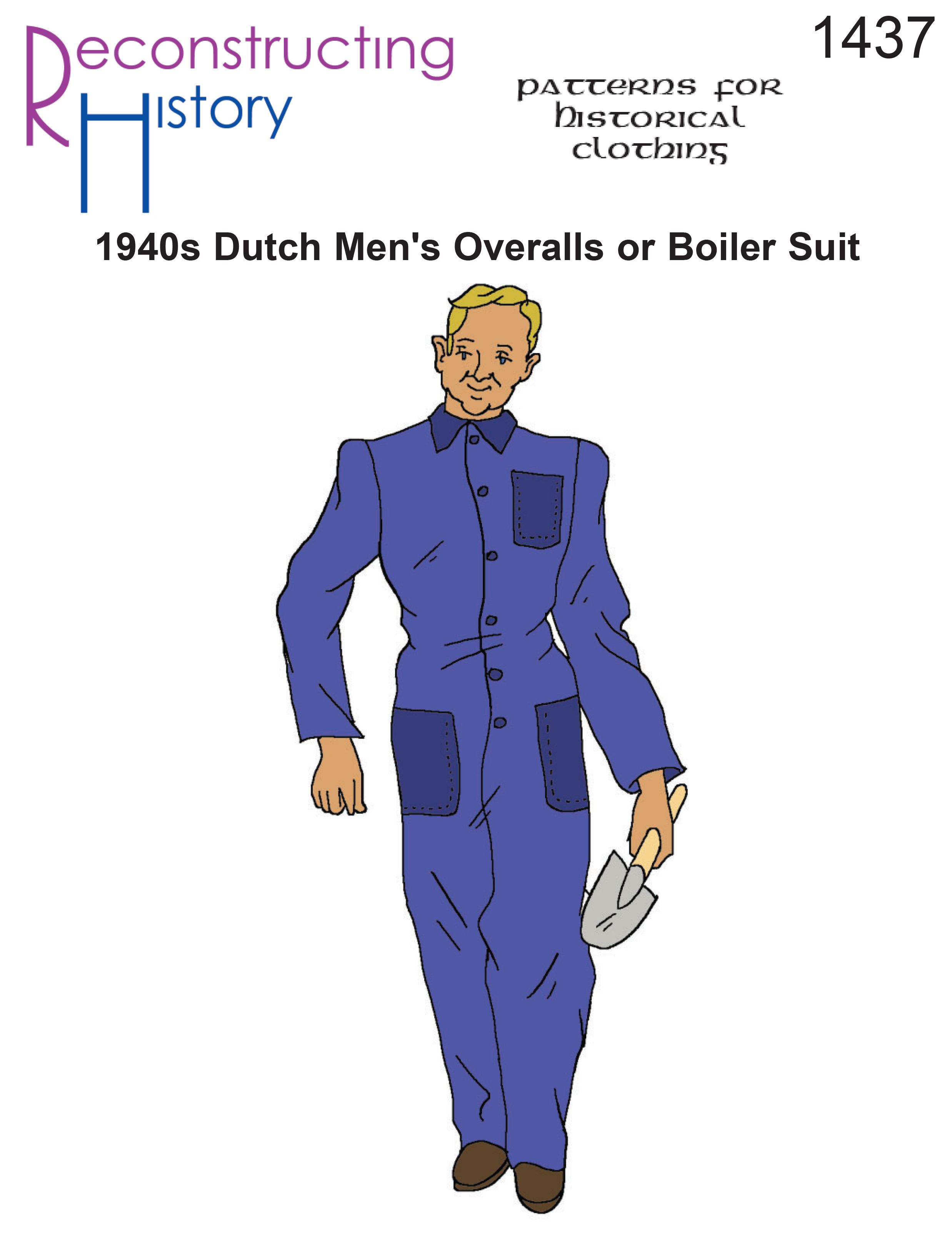 RH1437 — 1940s Dutch Men's Overalls or Boiler Suit sewing pattern